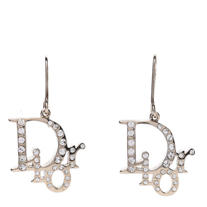 Christian Dior Crystal Logo Earrings Silver 1 of 3