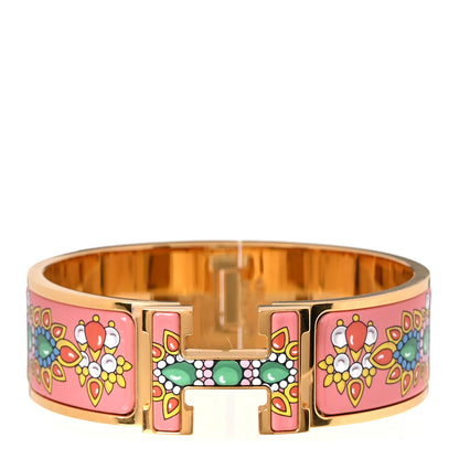 Hermes Enamel Printed Wide Parures Des Maharajas Clic Clac H Bracelet GM Tropique 1 of 4