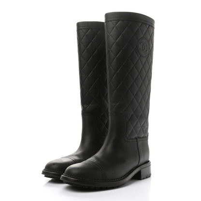 Chanel Oily Calfskin Quilted High Boots 37 Black 3 of 7
