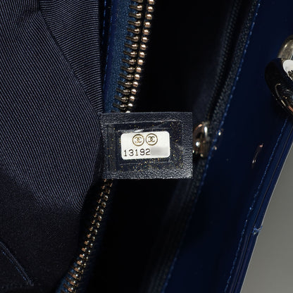 Chanel Quilted Patent Grand Shopping Tote GST Navy Blue 8 of 8