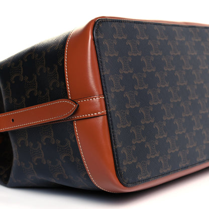 Celine Triomphe Canvas Calfskin Cabas De France Handbag Tan 4 of 9