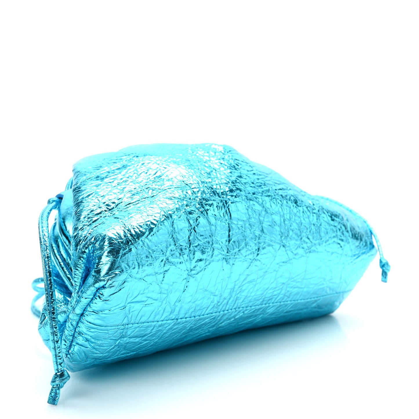 Metallic Crushed Calfskin The Mini Pouch Sky Blue