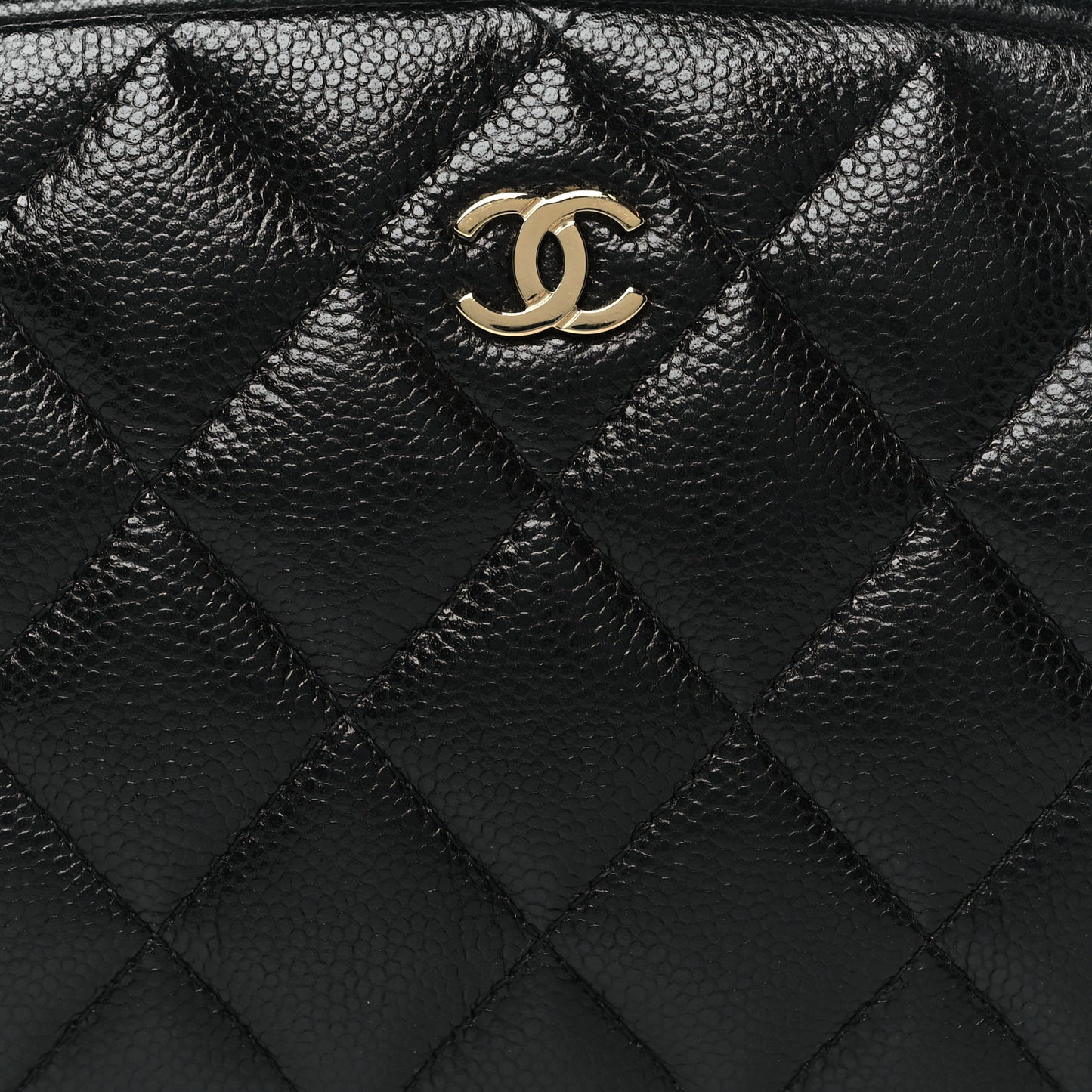 Caviar Quilted Small Curvy Pouch Cosmetic Case Black