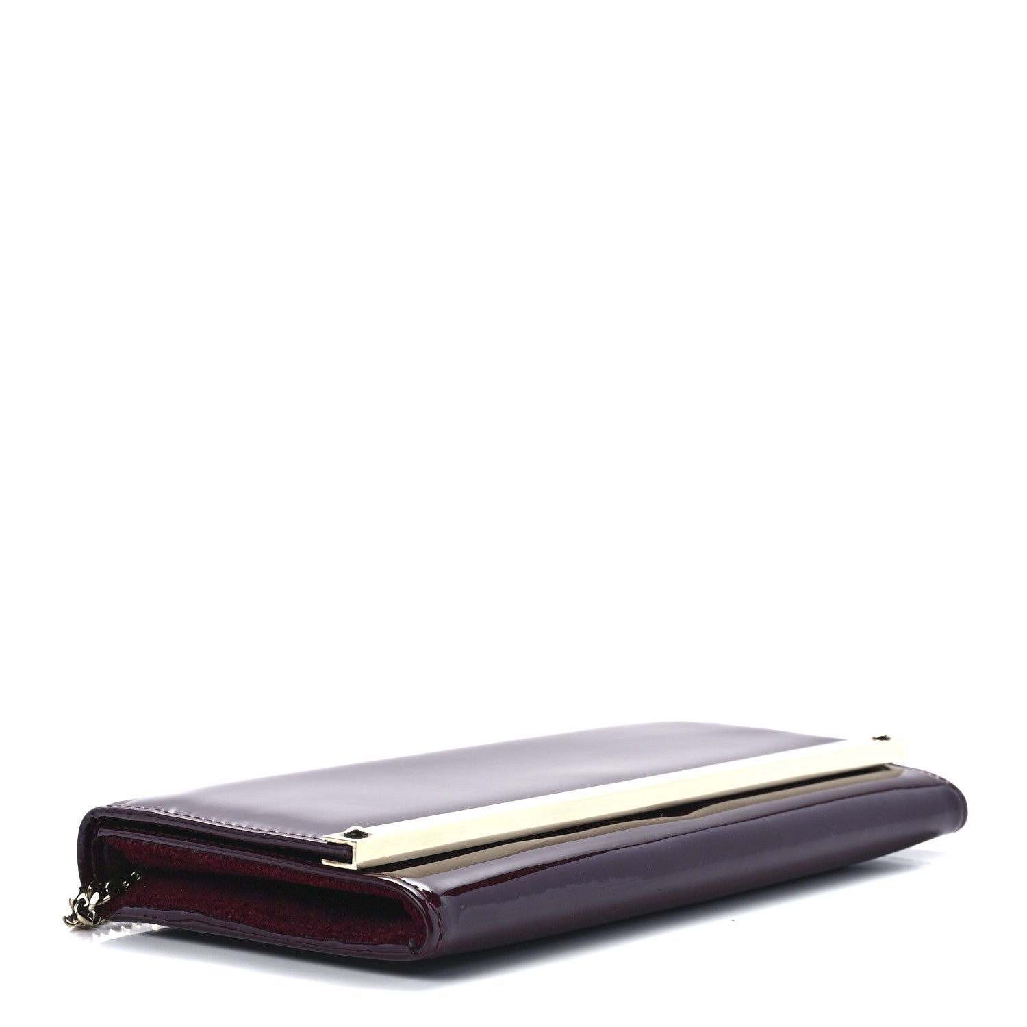 Jimmy Choo Patent Milla Wallet on Chain Bordeaux 4 of 11