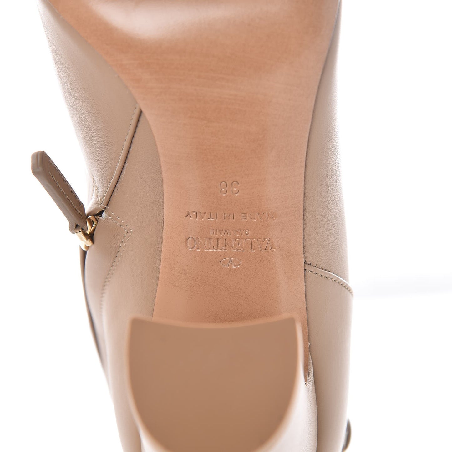 Nappa Rockstud Single Buckle 90mm Block Heel Ankle Boots 38 Camel Rose