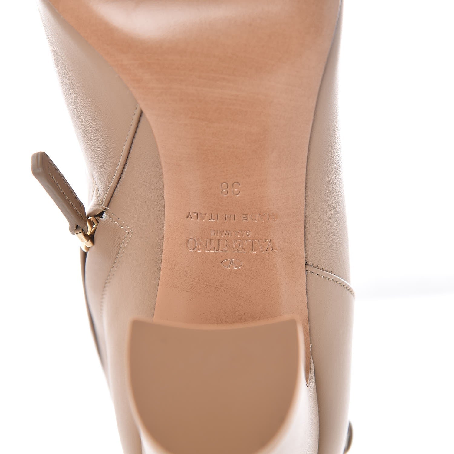 Valentino Garavani Nappa Rockstud Single Buckle 90mm Block Heel Ankle Boots 38 Camel Rose 7 of 7