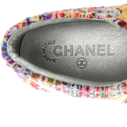 Chanel Tweed Lambskin Runway Sneakers 38 Silver Multicolor 6 of 7