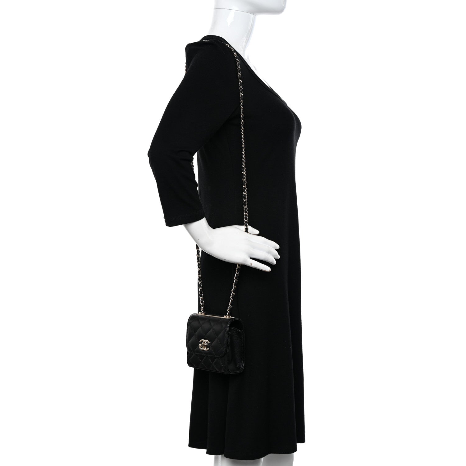 Chanel Lambskin Quilted Mini Trendy CC Clutch With Chain Black 11 of 11