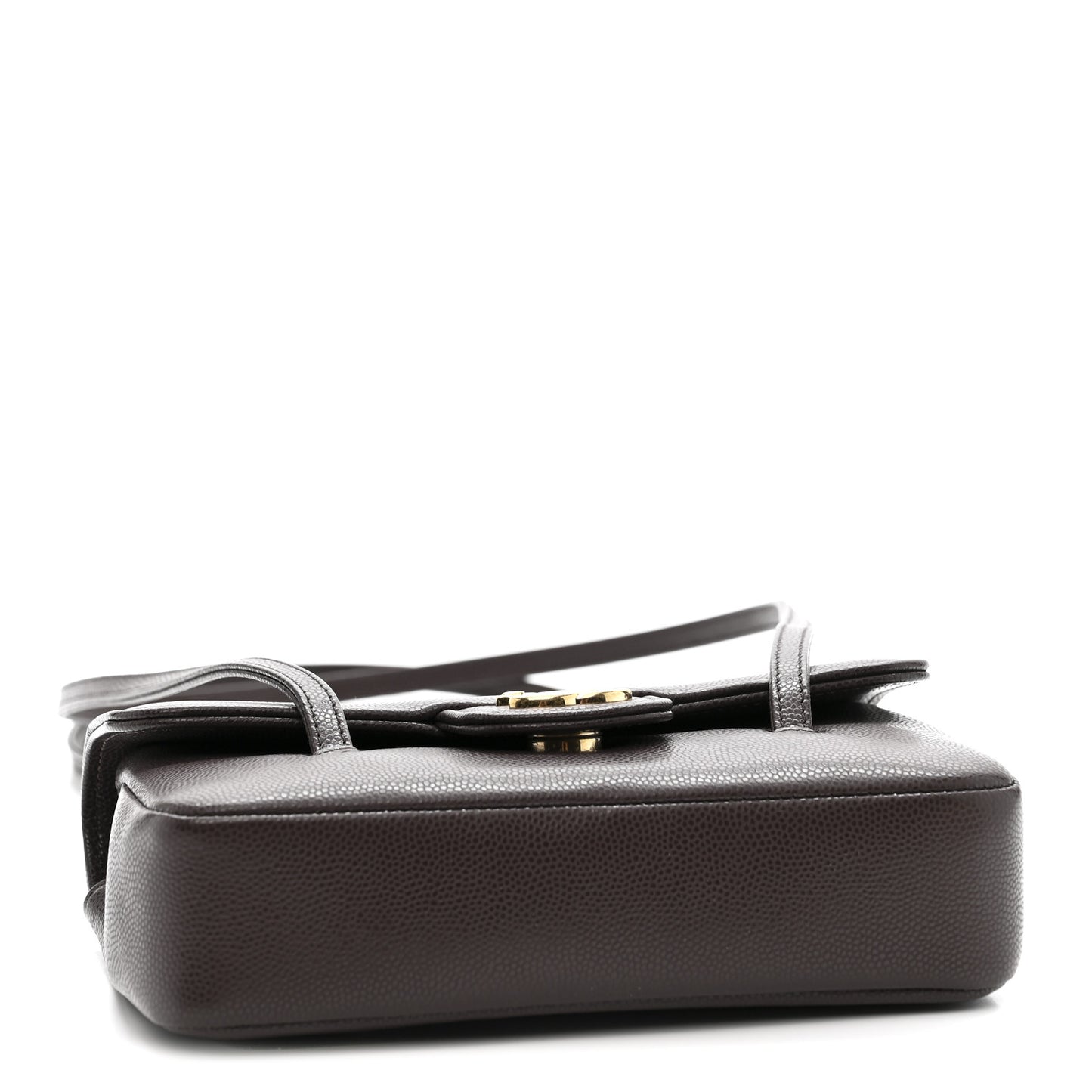 Shiny Caviar Mini Preppy Coco Shoulder Bag Dark Brown