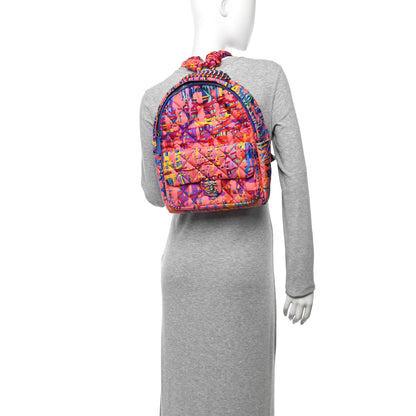 Chanel Foulard Fabric Quilted Printed Backpack Pink 2 of 10