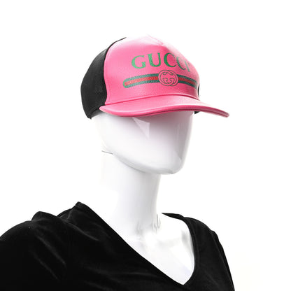 Gucci Cripto Calfskin Logo Baseball Hat M Fuxia Black 2 of 7