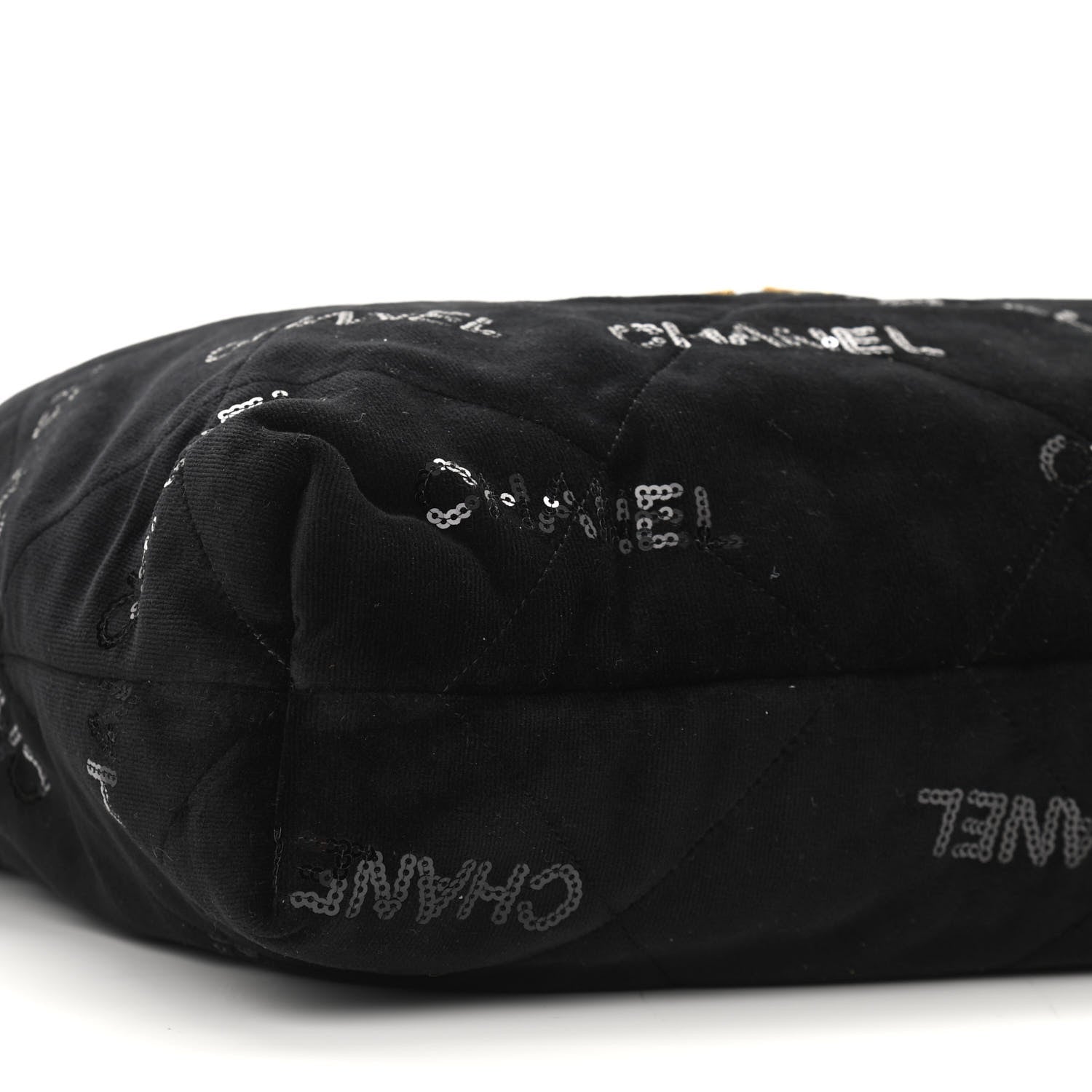 Chanel Velvet Sequin Quilted Chanel 22 Black 10 of 12