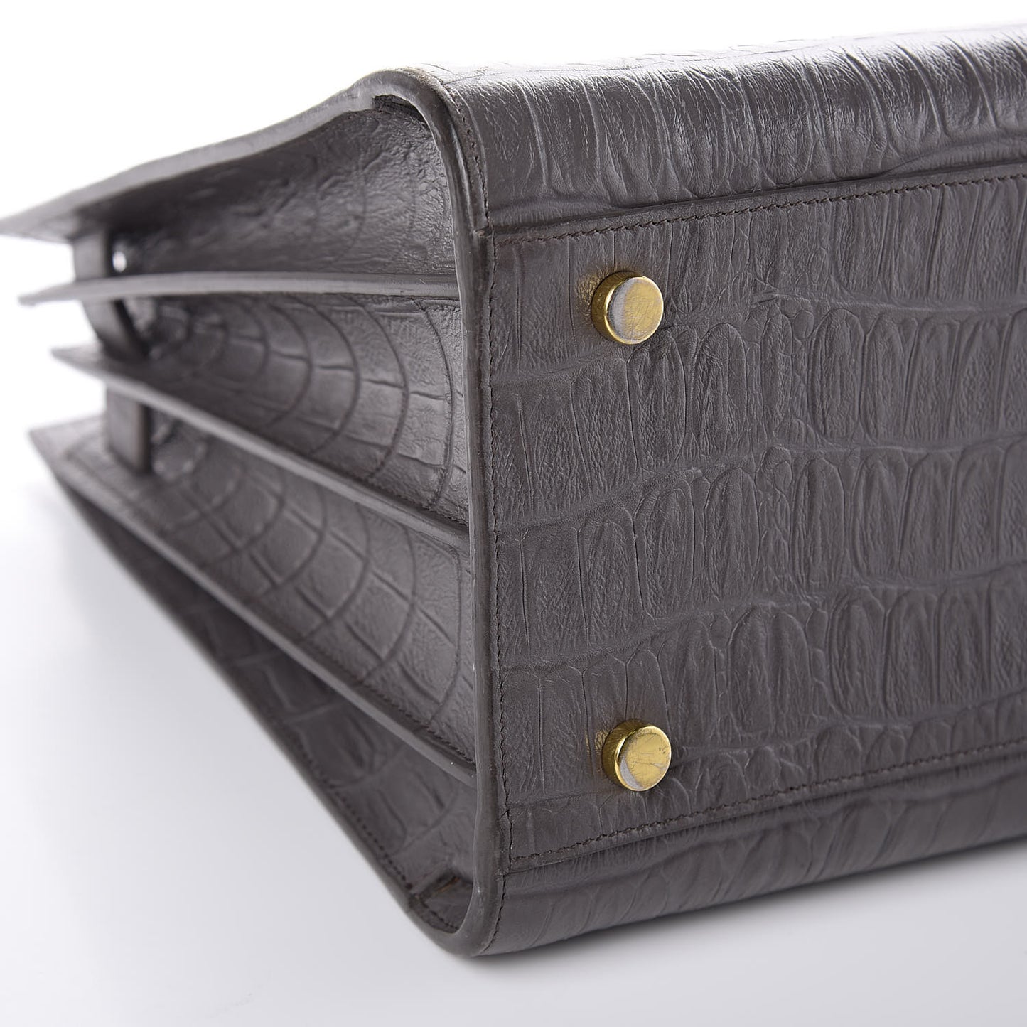 Calfskin Crocodile Embossed Small Sac De Jour Fog