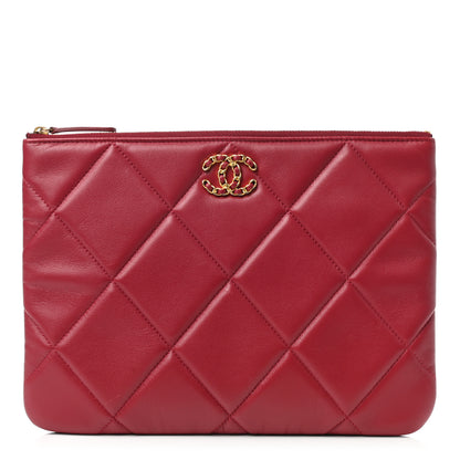 Chanel Goatskin Quilted Large Chanel 19 Pouch Red 1 of 8