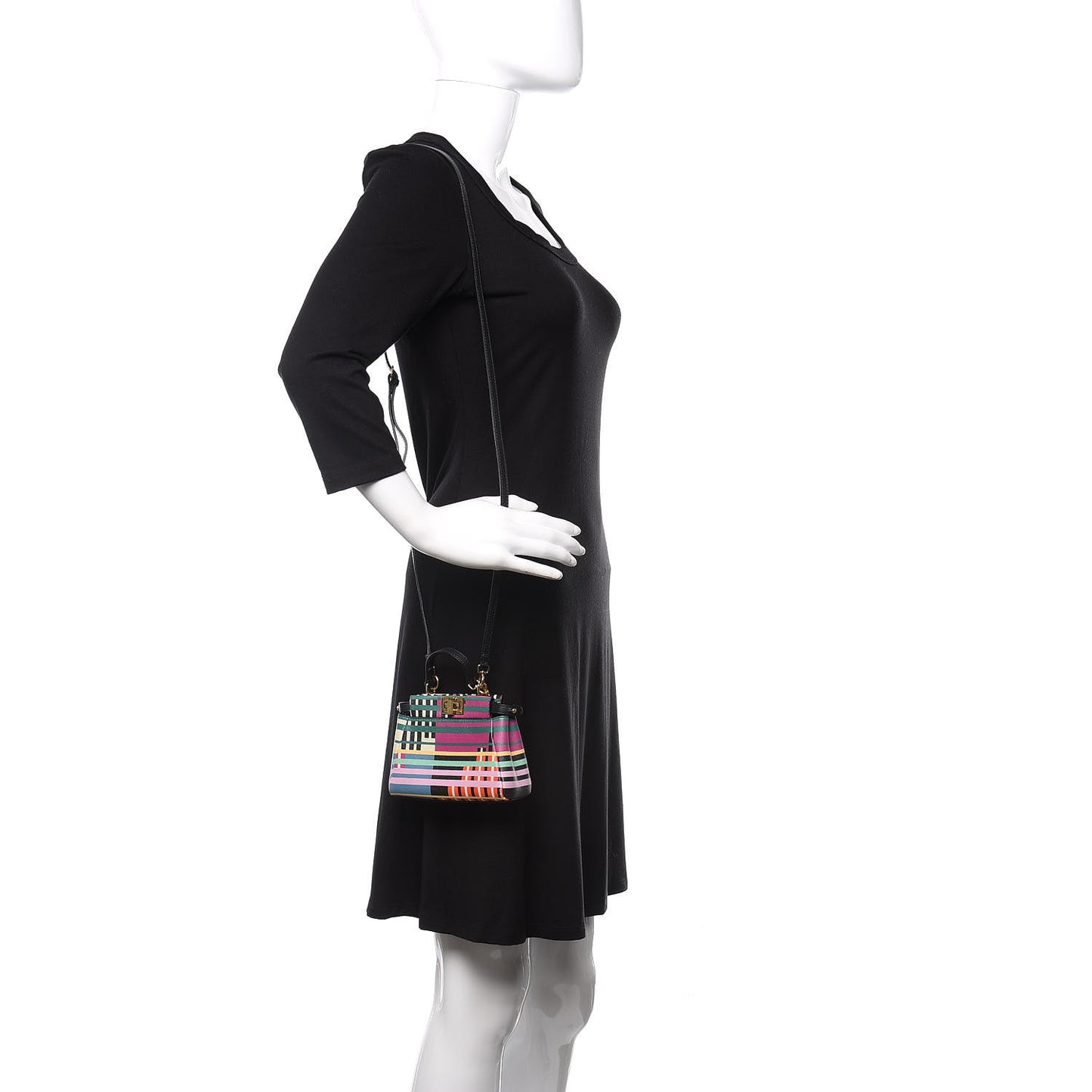 Vitello Seta Digital Print Micro Peekaboo Iconic Satchel Multicolor Black