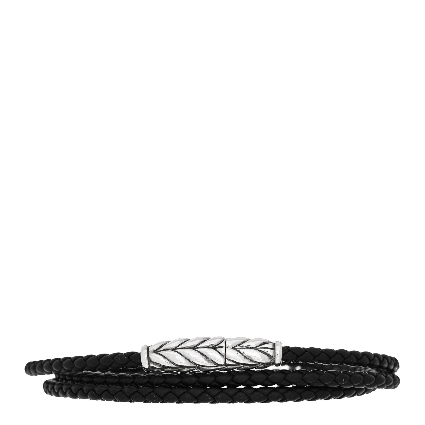 Sterling Silver Chevron Triple-Wrap Bracelet Black