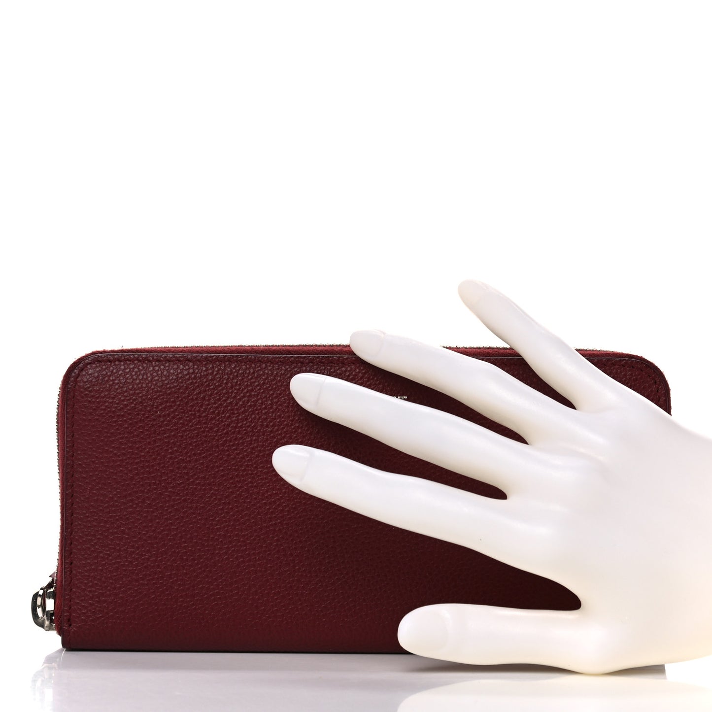 Grained Calfskin Rive Gauche Zip Around Wallet Palissandre