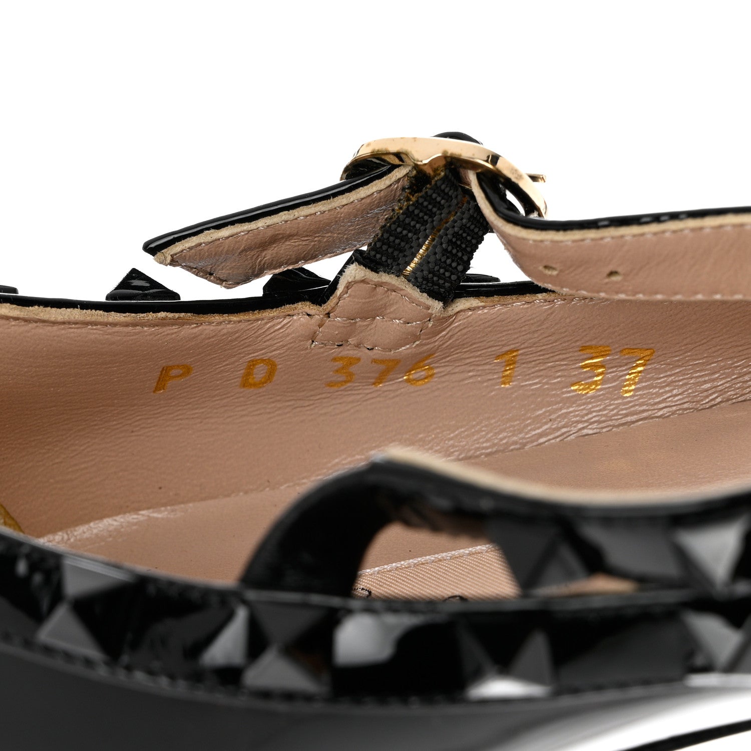 Valentino Garavani Patent Monochrome Rockstud Cage Ballerina Flats 37 Black 6 of 8
