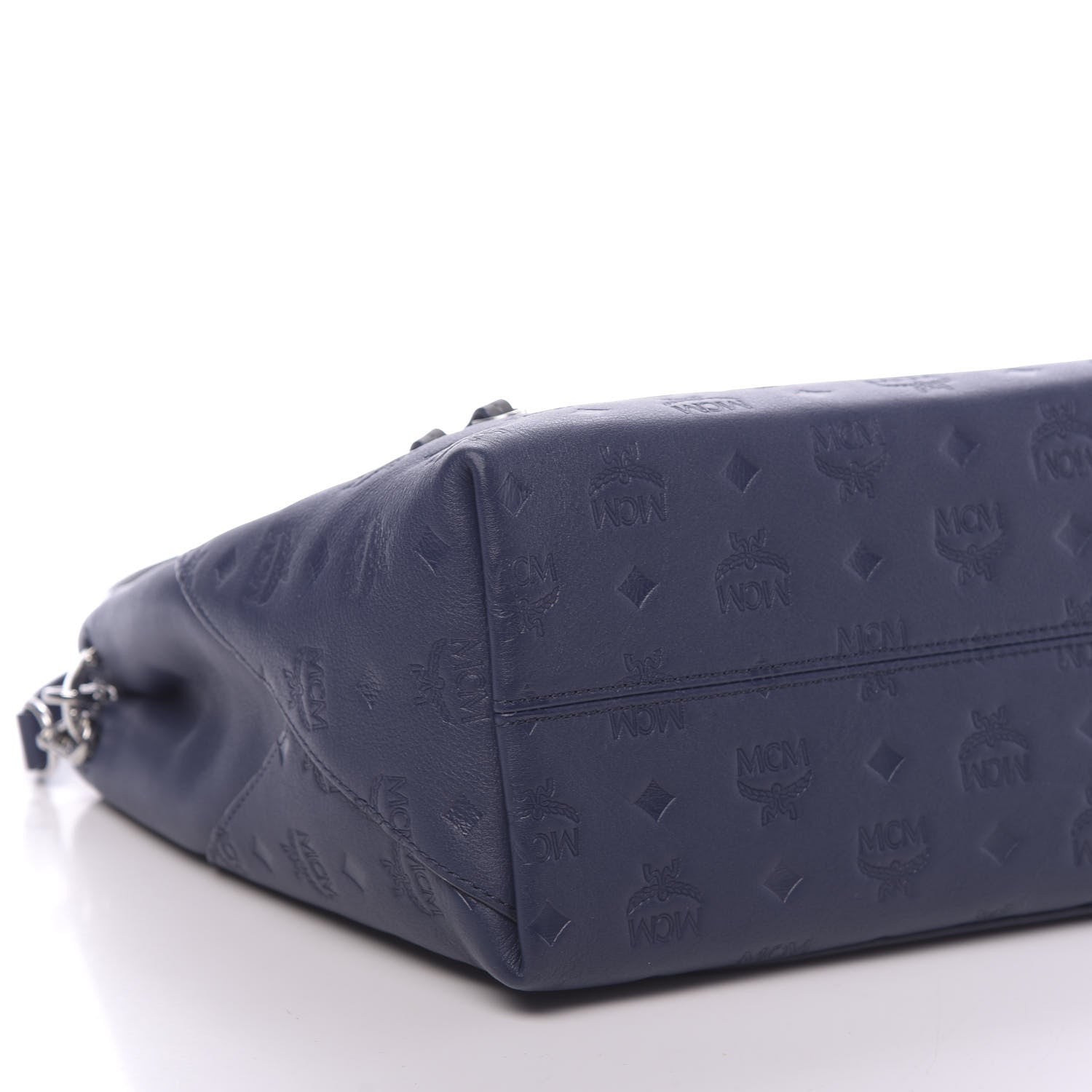 MCM Calfskin Ottomar Monogram Medium Klara Hobo Navy Blue 9 of 10