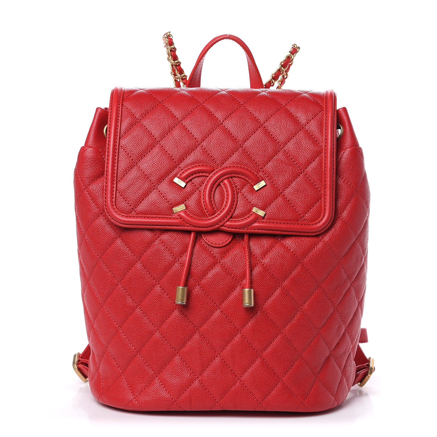 Chanel Caviar Quilted Filigree Backpack Red 1 of 11