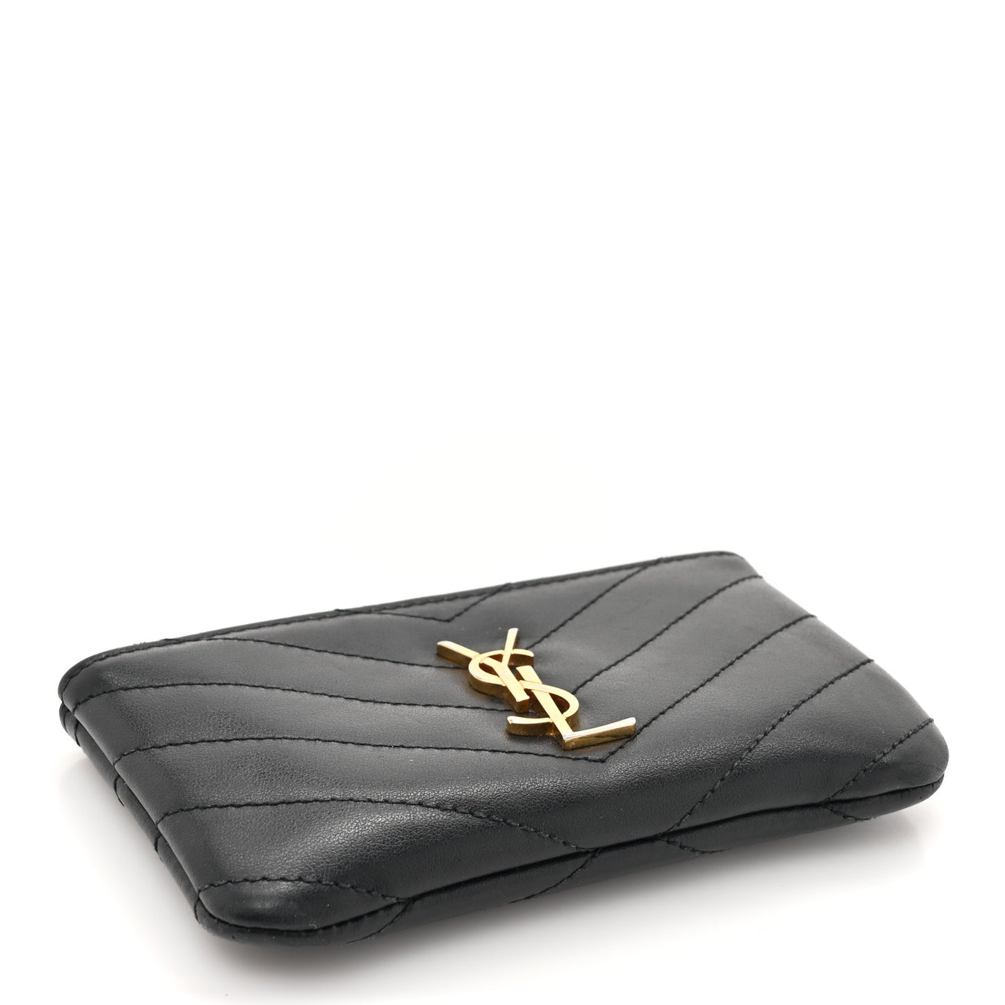 Calfskin Matelasse Monogram Key Pouch Black
