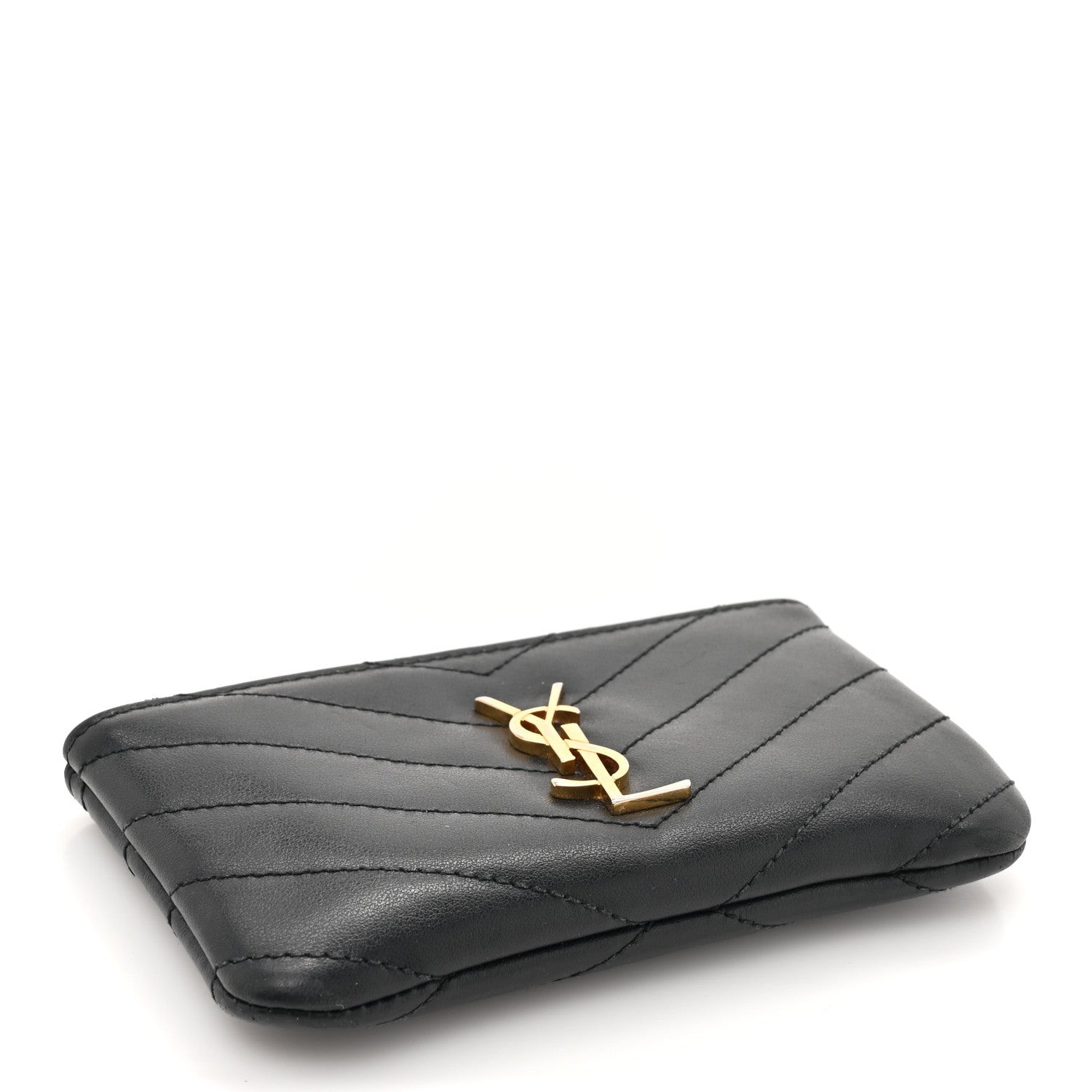 Saint Laurent Calfskin Matelasse Monogram Key Pouch Black 4 of 8