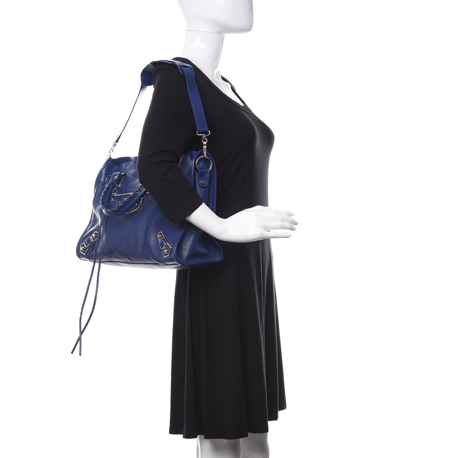 Balenciaga Chevre Gold Metallic Edge Hardware City Bleu Roi 2 of 11