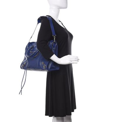 Balenciaga Chevre Gold Metallic Edge Hardware City Bleu Roi 2 of 11