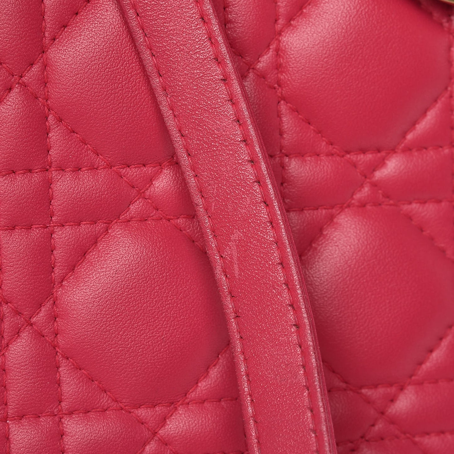 Lambskin Cannage Large Lady Dior Fuchsia