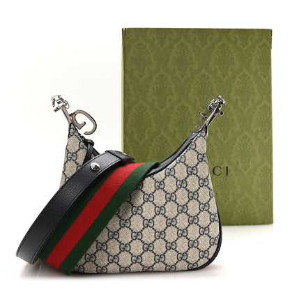 Gucci GG Supreme Monogram Textured Calfskin Web Small Attache Shoulder Bag Beige Blue 11 of 11