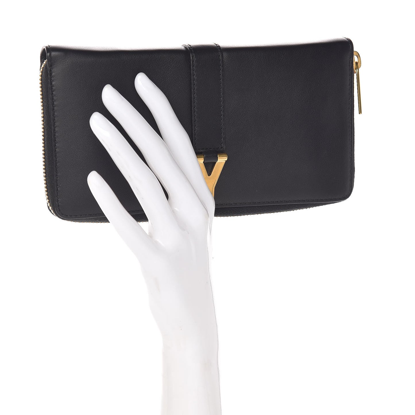 Calfskin Classic Y Ligne Zip Around Wallet Black