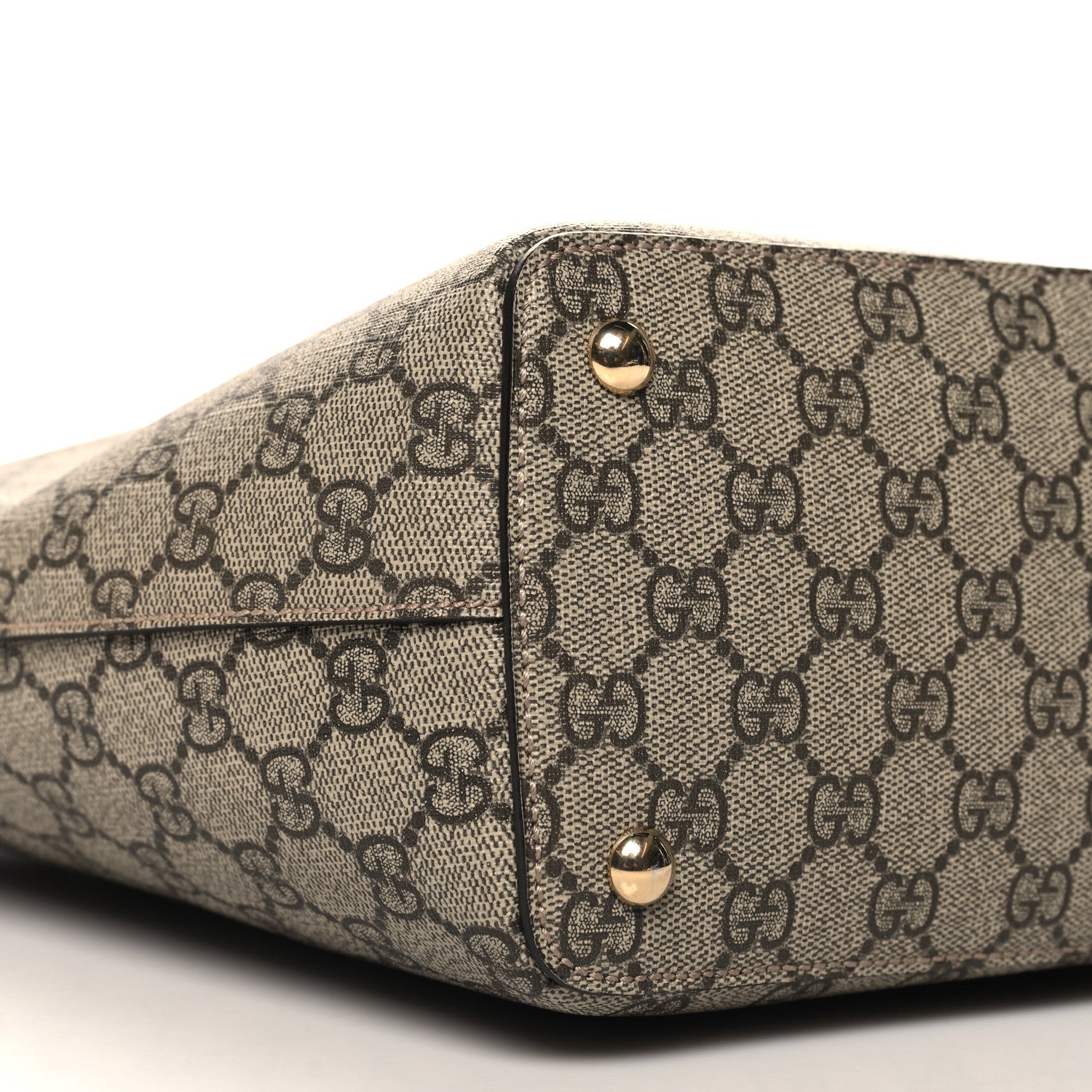 Gucci GG Supreme Monogram Medium Zippered Bucket Tote Beige Hibiscus Red New Rosette 9 of 10