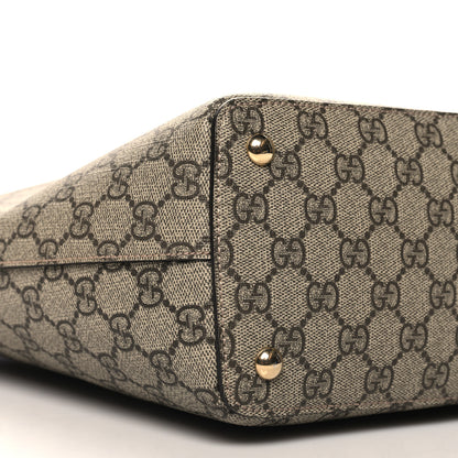 Gucci GG Supreme Monogram Medium Zippered Bucket Tote Beige Hibiscus Red New Rosette 9 of 10