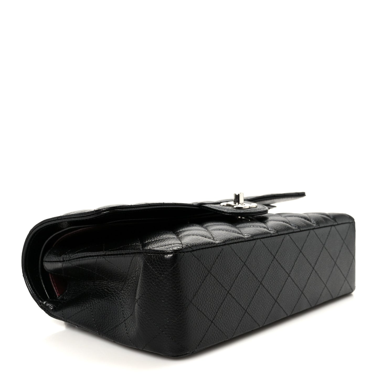 Caviar Quilted Medium Double Flap Black