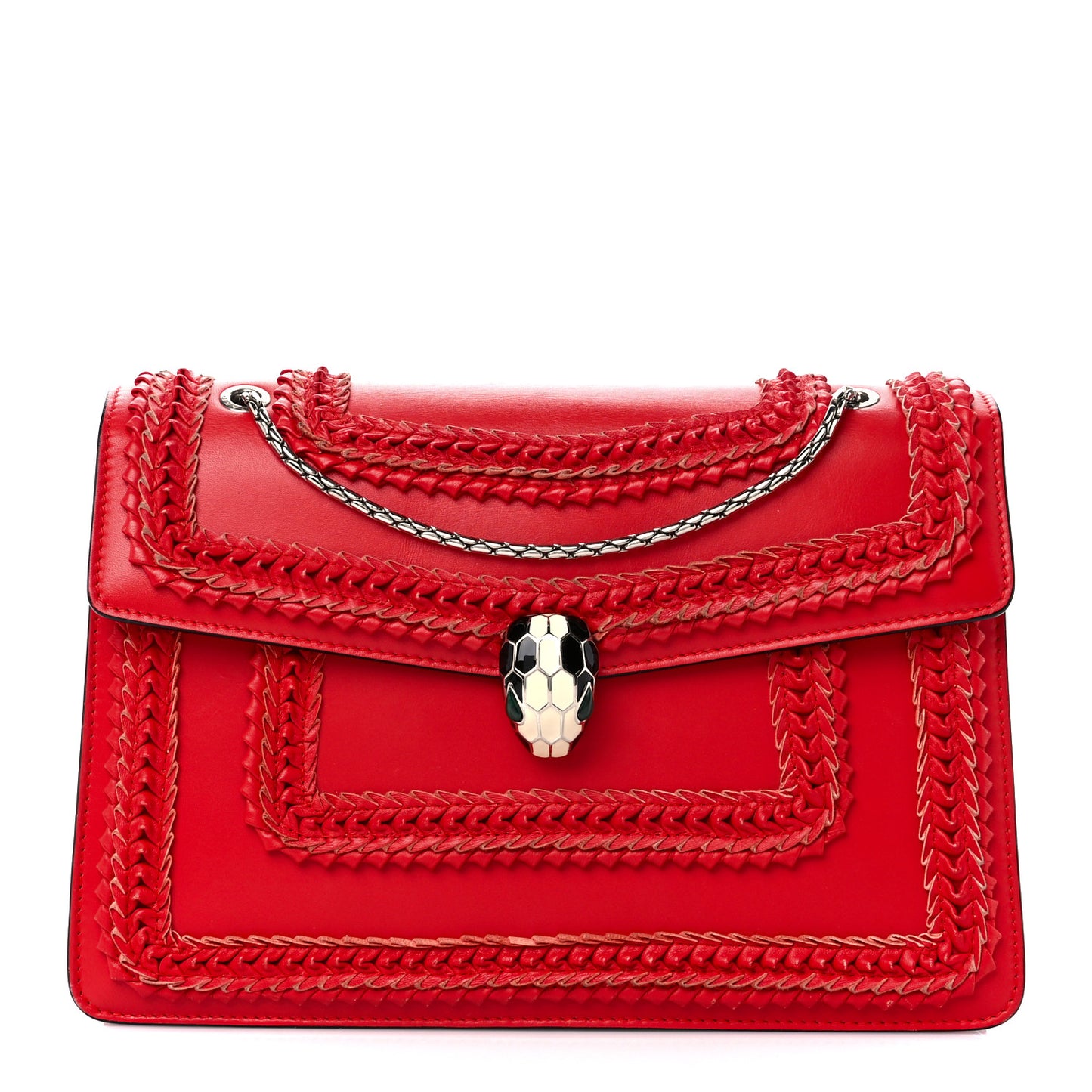 Calfskin Plisse Serpenti Forever Crossbody Bag Red