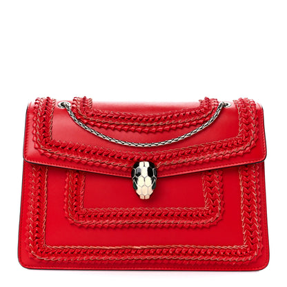 Bulgari Calfskin Plisse Serpenti Forever Crossbody Bag Red 1 of 12