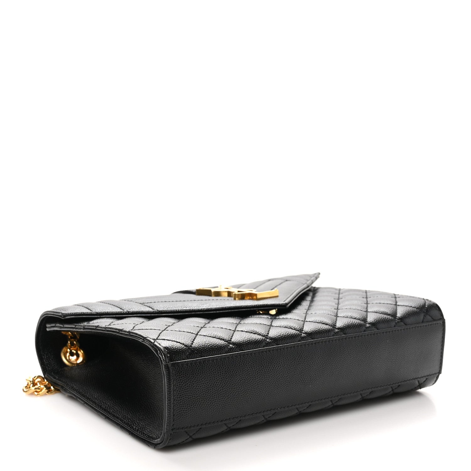 Saint Laurent Grain De Poudre Textured Mixed Matelasse Triquilt Medium Monogram Satchel Black 4 of 11