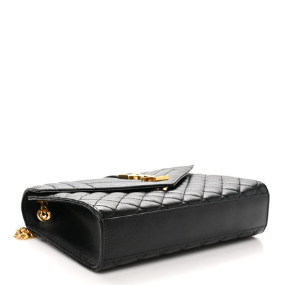 Saint Laurent Grain De Poudre Textured Mixed Matelasse Triquilt Medium Monogram Satchel Black 4 of 11