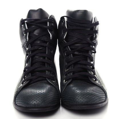 Chanel Perforated Lambskin High Top CC Sneakers 36.5 Black 5 of 10
