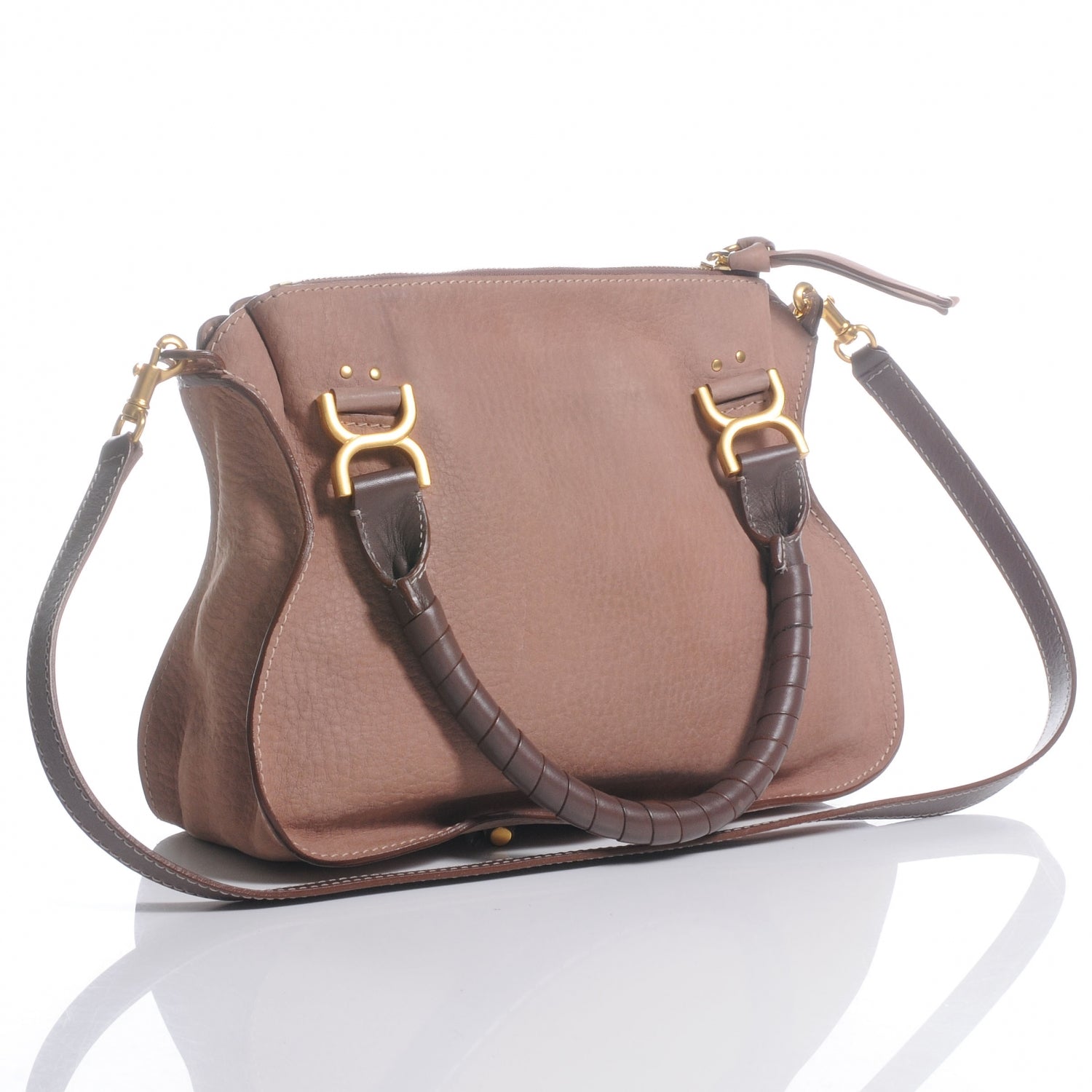 Chloe Nubuck Calfskin Large Marcie Satchel Desert Mauve 3 of 9