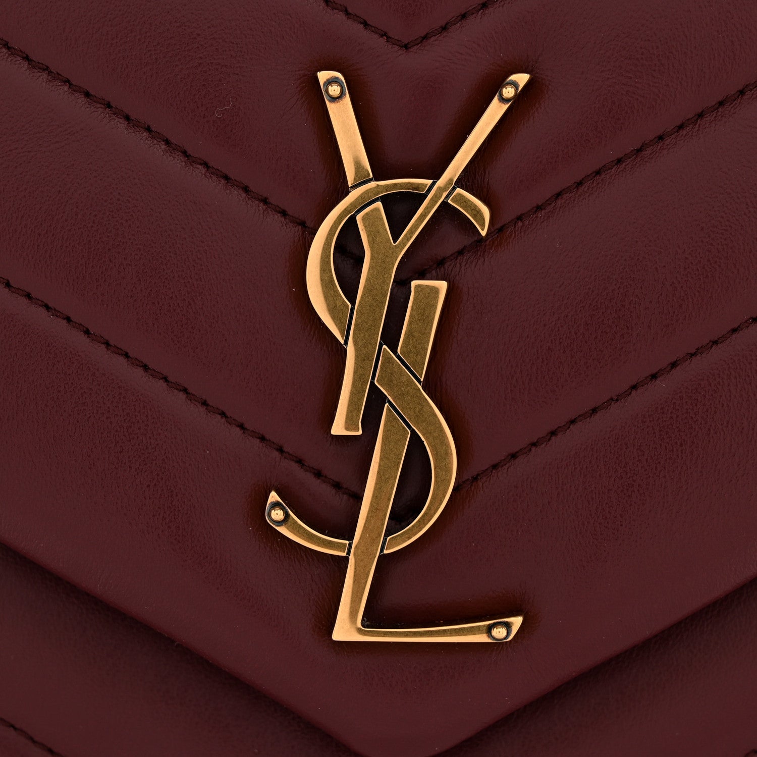Saint Laurent Calfskin Y Quilted Monogram Medium Loulou Chain Satchel Rouge Legion 11 of 11
