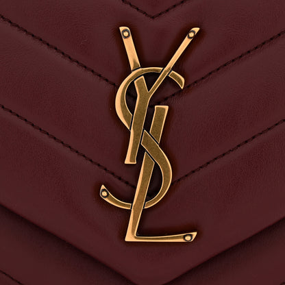 Saint Laurent Calfskin Y Quilted Monogram Medium Loulou Chain Satchel Rouge Legion 11 of 11