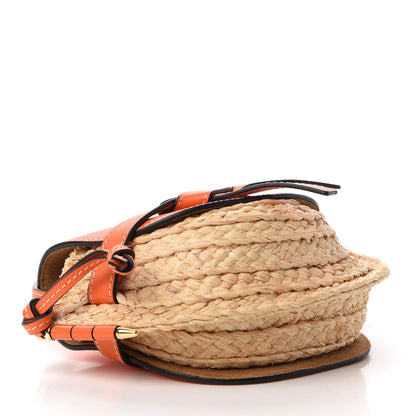 Loewe Calfskin Raffia Mini Gate Crossbody Bag Light Natural Orange 4 of 11