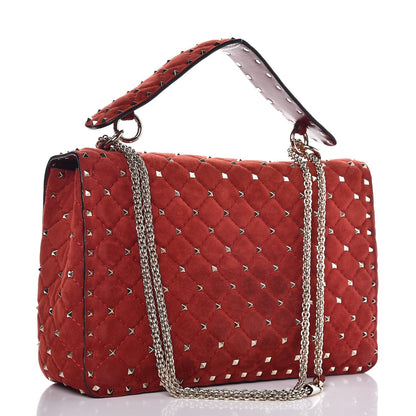 Valentino Garavani Suede Large Rockstud Spike Shoulder Bag Rubino 3 of 8