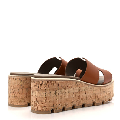 Hermes Calfskin Cork Eze 30 Sandals 36 Marron Glaise 4 of 8