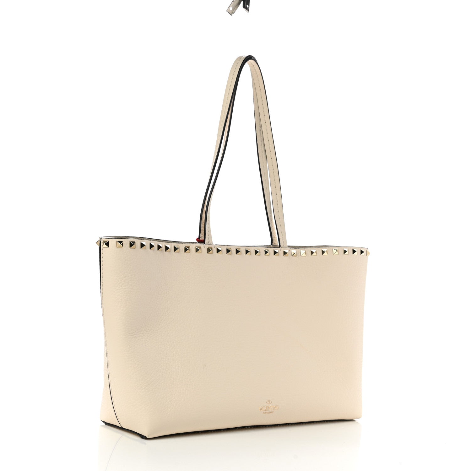Valentino Garavani Grained Calfskin Small Rockstud Shoulder Tote Light Ivory 3 of 12