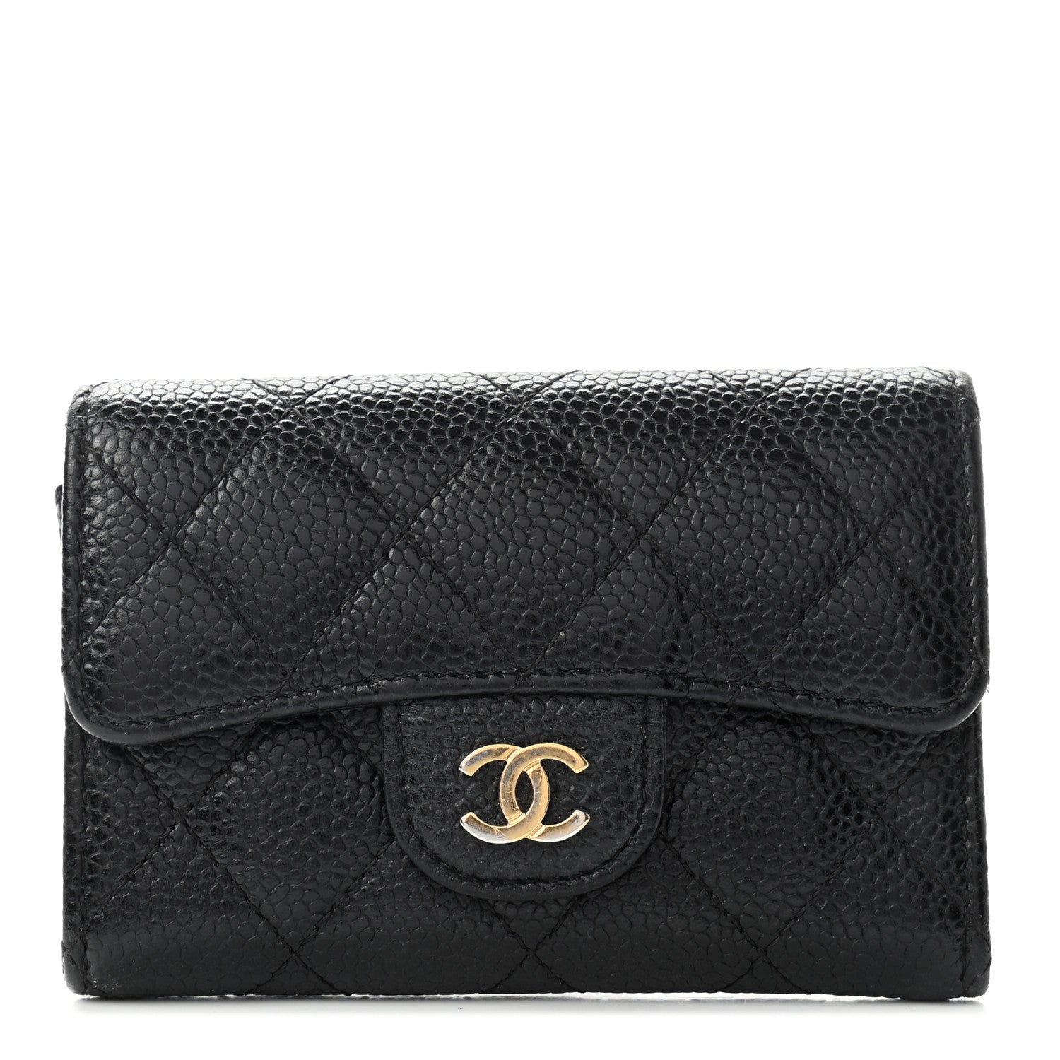 Chanel Caviar Quilted Flap Card Holder Wallet Black 1 of 7