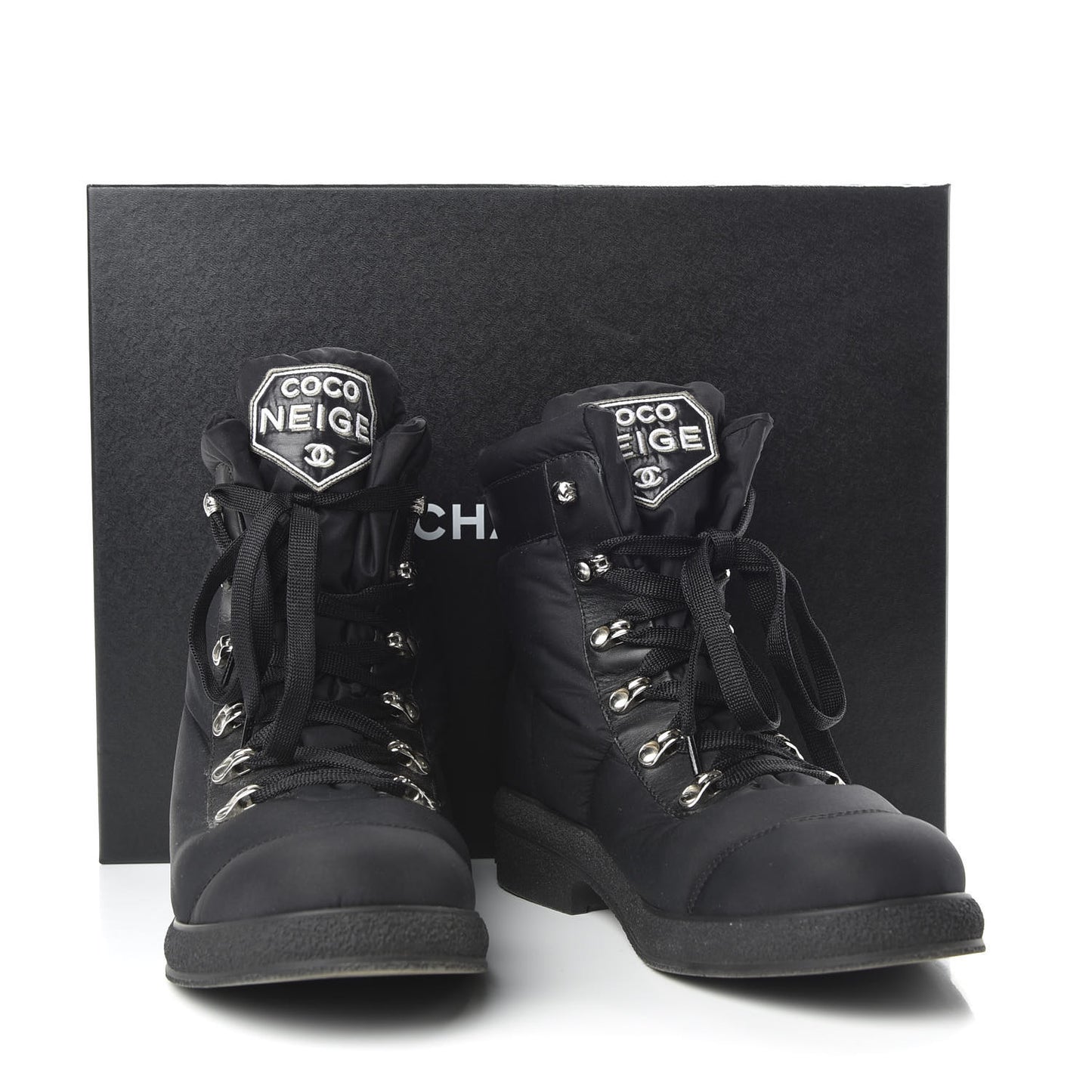 Nylon Calfskin Womens Coco Neige Short Boots 40 Black