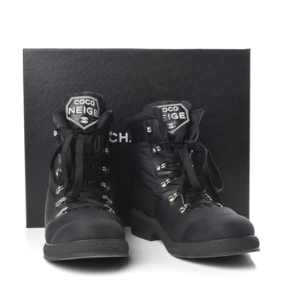 Chanel Nylon Calfskin Womens Coco Neige Short Boots 40 Black 11 of 11