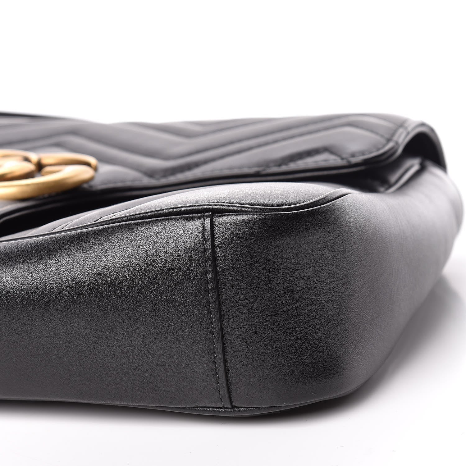 Gucci Calfskin Matelasse Medium GG Marmont Shoulder Bag Black 7 of 12